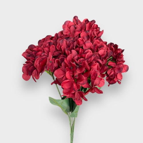 Red Hydrangea Bunch 7 heads HF4647-RED